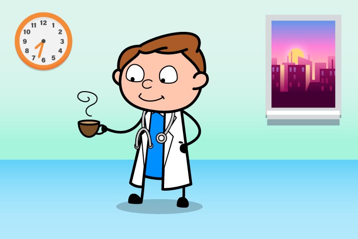 يشرب الطبيب بعض القهوة