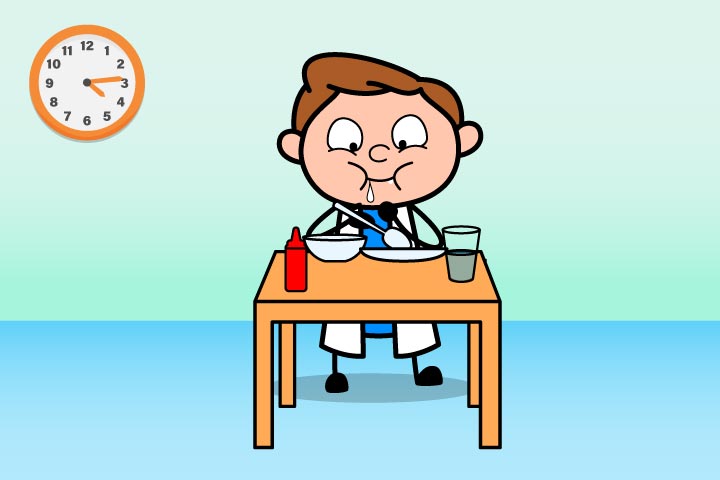 يستغل الطبيب الفرصة لتناول بعض الطعام