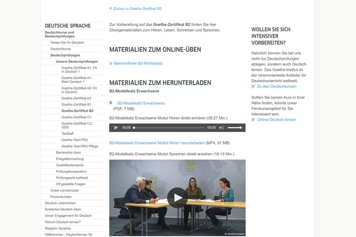 نماذج امتحان B2 على موقع معهد غوته نماذج امتحان B2 على موقع معهد غوته