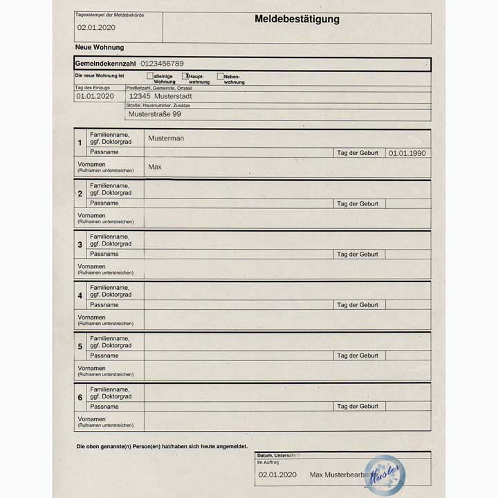 وثيقة تسجيل مكان السكن